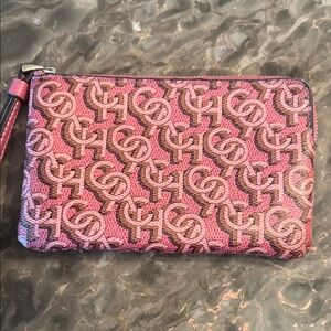 Coach Pink & Brown Signature Wristlet